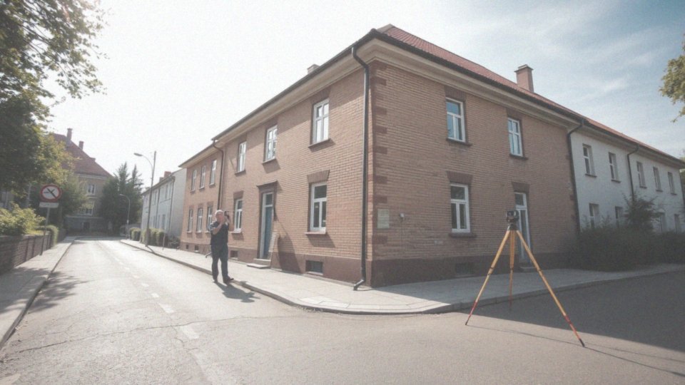Jak wykonać pomiar elewacji frontowej równolegle do drogi?